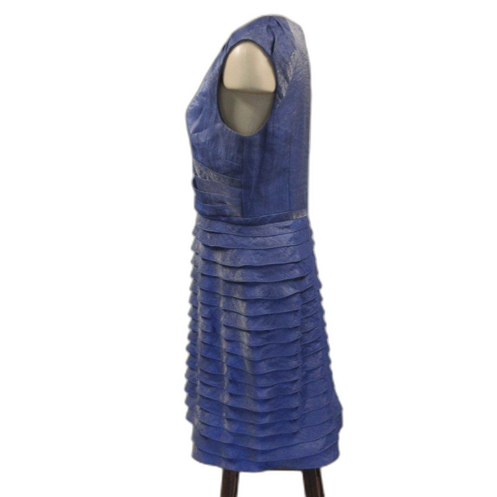 ADRIANA PAPELL Sleeveless V-Neck Faux Wrap Tiered Ruffle Dress Sz 12 Knee Length - Picture 11 of 15